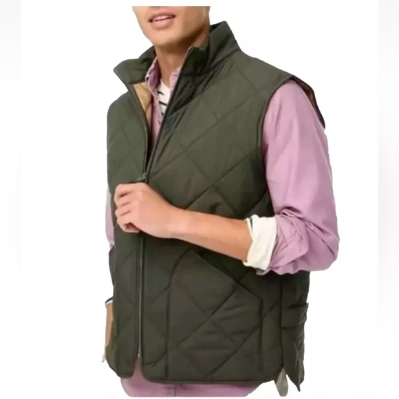 J.Crew Mercantile Quilted Vest Mens Size X-Small Green Pockets Zip Up Hiking - Picture 9 of 9